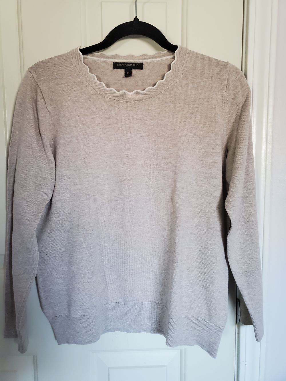 Banana Republic Women's Scalloped Crewneck Sweater - Beige
